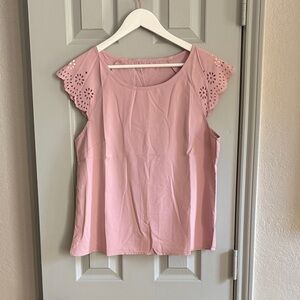 Pink Eyelet Sleeve Women's Top